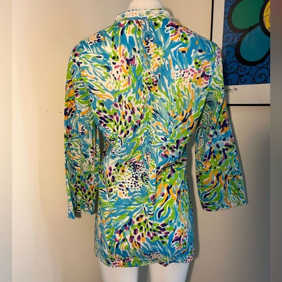 Lilly Pulitzer Beaded Sea Soirée Saratoga Tunic Top Size M - Picture 7 of 8